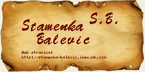 Stamenka Balević vizit kartica